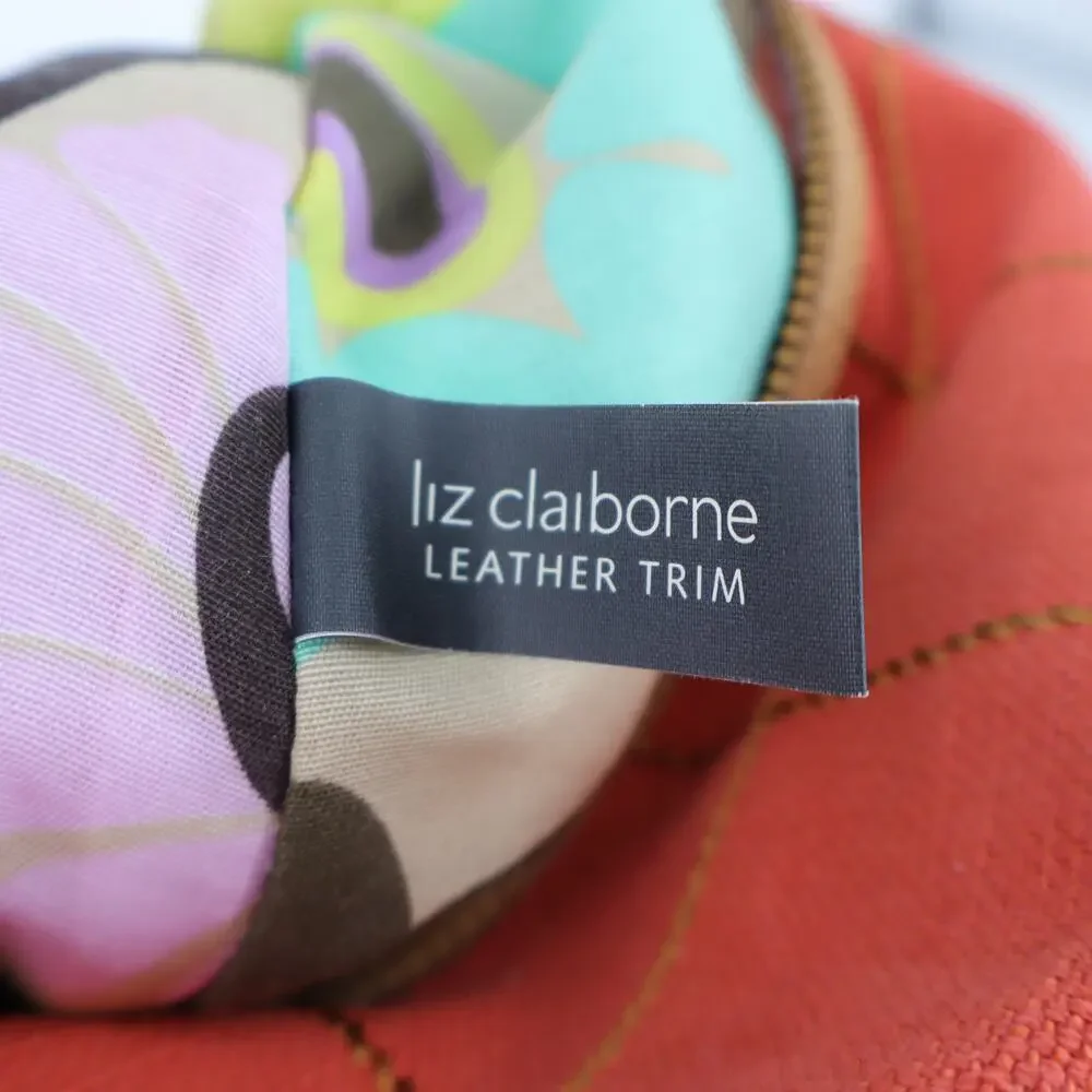 Liz Claiborne Canvas Hobo Shoulder Bag Coral and Tan Vintage Y2K